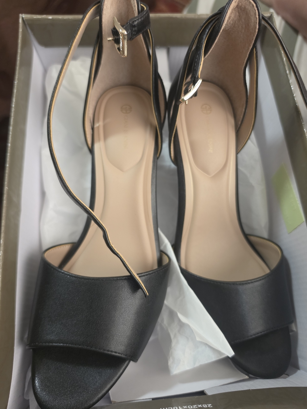 Giani Bernini Black Open-Toe Ankle-Strap Heels